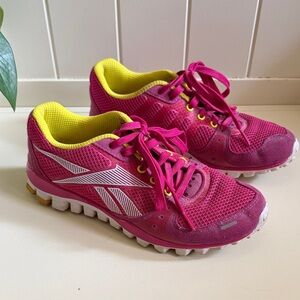 Reebok Women's Pink and Yellow Athletic RealFlex Sneakers